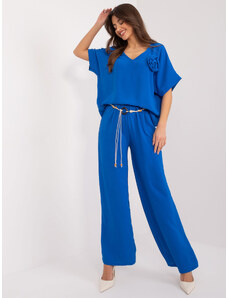 Fashionhunters Summer trousers made of cobalt fabric