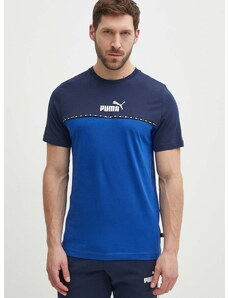 Bombažna kratka majica Puma moški, mornarsko modra barva
