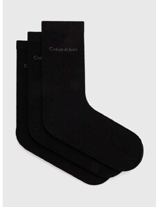 Nogavice Calvin Klein 3-pack ženske, črna barva, 701226676