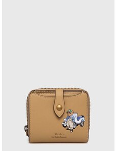 Usnjena denarnica Polo Ralph Lauren ženska, bež barva, 427937676