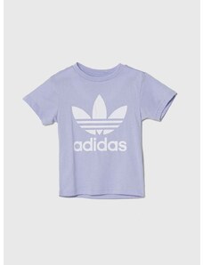 Otroška bombažna kratka majica adidas Originals vijolična barva