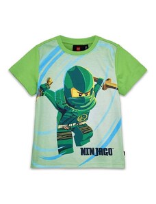 Otroška bombažna kratka majica Lego zelena barva