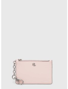 Usnjena denarnica Lauren Ralph Lauren ženski, roza barva