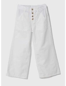 Otroške bombažne hlače Guess bela barva