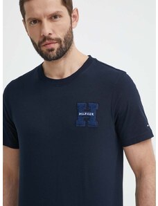 Bombažna kratka majica Tommy Hilfiger moška, mornarsko modra barva, MW0MW34436