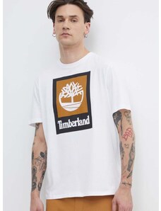 Bombažna kratka majica Timberland moška, bela barva, TB0A5QS21001