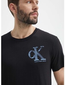 Bombažna kratka majica Calvin Klein Jeans moška, črna barva, J30J325498