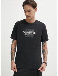 Bombažna kratka majica Marc O'Polo moška, črna barva, 423201251076