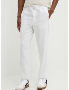 Lanene hlače Solid bela barva