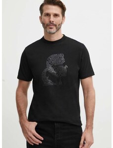 Bombažna kratka majica Karl Lagerfeld moška, črna barva, 542224.755082