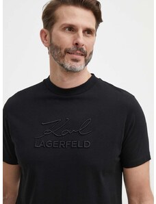 Bombažna kratka majica Karl Lagerfeld moška, črna barva, 542225.755030