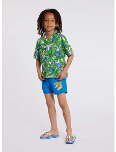 Otroška bombažna srajca Kenzo Kids turkizna barva