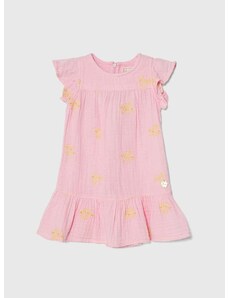Otroška bombažna obleka Guess roza barva