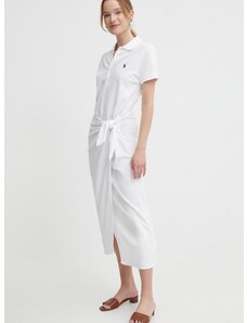 Obleka Polo Ralph Lauren bela barva, 211935605