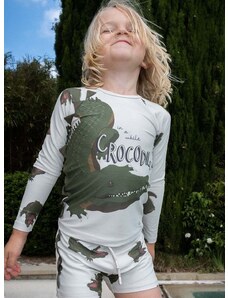 Otroška dolga majica za kopanje Konges Sløjd zelena barva