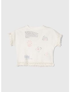 Otroška bombažna kratka majica zippy bela barva