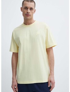 Bombažna kratka majica Fila Loum moška, rumena barva, FAM0676
