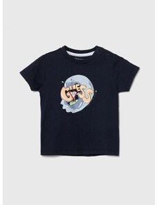 Otroška bombažna majica Guess mornarsko modra barva
