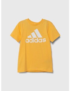Otroška bombažna kratka majica adidas rumena barva