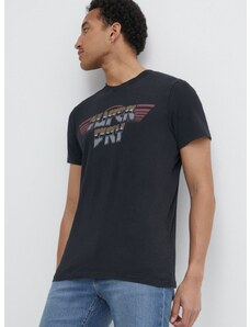 Bombažna kratka majica Superdry moški, črna barva