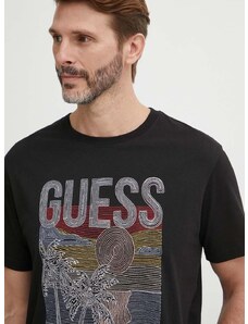 Bombažna kratka majica Guess moška, črna barva, M4GI15 I3Z14