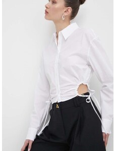 Bombažna srajca HUGO ženska, bela barva, 50512837