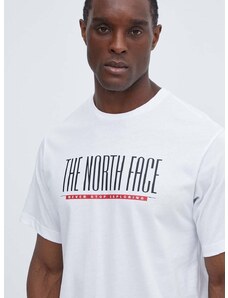 Bombažna kratka majica The North Face moška, bela barva, NF0A87E7FN41