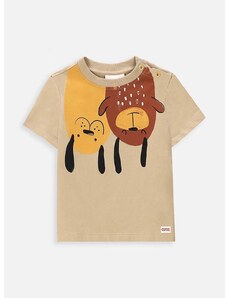 Otroška bombažna majica Coccodrillo bež barva
