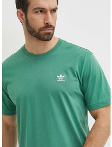 Bombažna kratka majica adidas Originals moška, zelena barva, IN0671