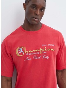 Bombažna kratka majica Champion moška, rdeča barva, 219998