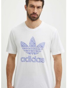 Bombažna kratka majica adidas Originals moška, bela barva, IS0205