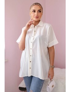 Kesi Cotton ecru shirt with short sleeves