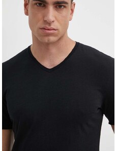 Bombažna kratka majica Sisley moški, črna barva