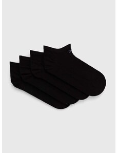 Nogavice Calvin Klein 4-pack ženske, črna barva, 701220513