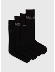 Nogavice Calvin Klein 4-pack moške, črna barva, 701229665