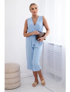 Kesi Jumpsuit with a tie at the waist with straps in blue