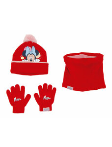 Kapa, rokavice in cevast šal Minnie Mouse Lucky Rdeča