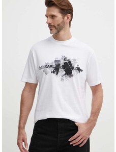 Bombažna kratka majica Karl Lagerfeld moška, bela barva, 542224.755148