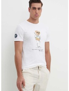 Bombažna kratka majica Polo Ralph Lauren moška, bela barva, 710939647