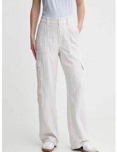 Lanene hlače Hollister Co. bela barva
