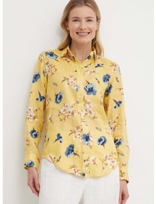 Lanena srajca Lauren Ralph Lauren rumena barva, 200938933
