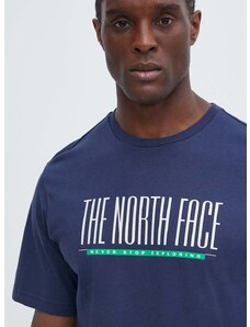 Bombažna kratka majica The North Face moška, mornarsko modra barva, NF0A87E78K21