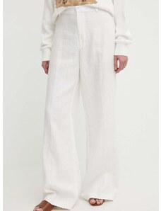 Lanene hlače Polo Ralph Lauren bela barva, 211935391