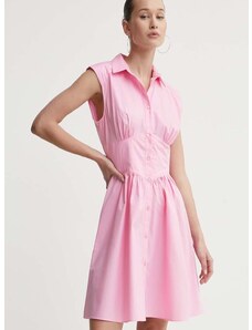 Bombažna obleka HUGO roza barva, 50512904