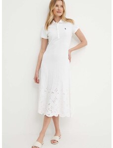 Obleka Polo Ralph Lauren bela barva, 211935606