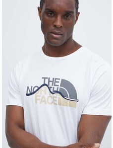 Bombažna kratka majica The North Face moška, bela barva, NF0A87NTFN41