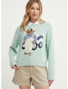 Bombažen pulover Polo Ralph Lauren zelena barva, 211935309