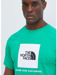 Bombažna kratka majica The North Face moška, zelena barva, NF0A87NJPO81