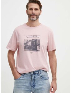 Bombažna kratka majica Pepe Jeans COOPER moška, roza barva, PM509379
