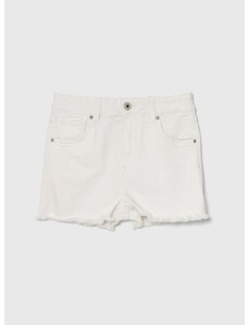 Otroške kratke hlače iz jeansa Pepe Jeans A-LINE SHORT HW JR bela barva